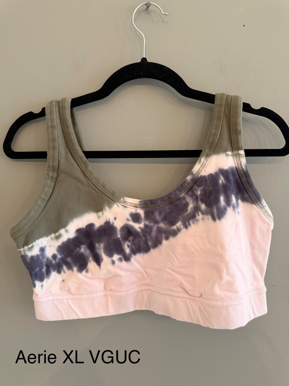 Aerie Tie-Dye Scoop Neck Bralette - Pink, Olive & Navy